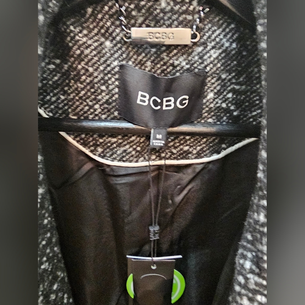 BCBG Charcoal Double-Breasted Trench Coat Size M - Picture 8 of 9